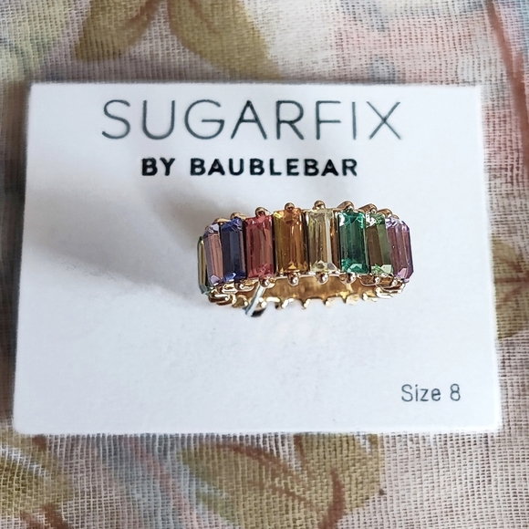 SUGARFIX by BAUBLEBAR Vibrant Pastel Gold Tone Eternity Band Size 8 Ring NEW NOC - Picture 2 of 11